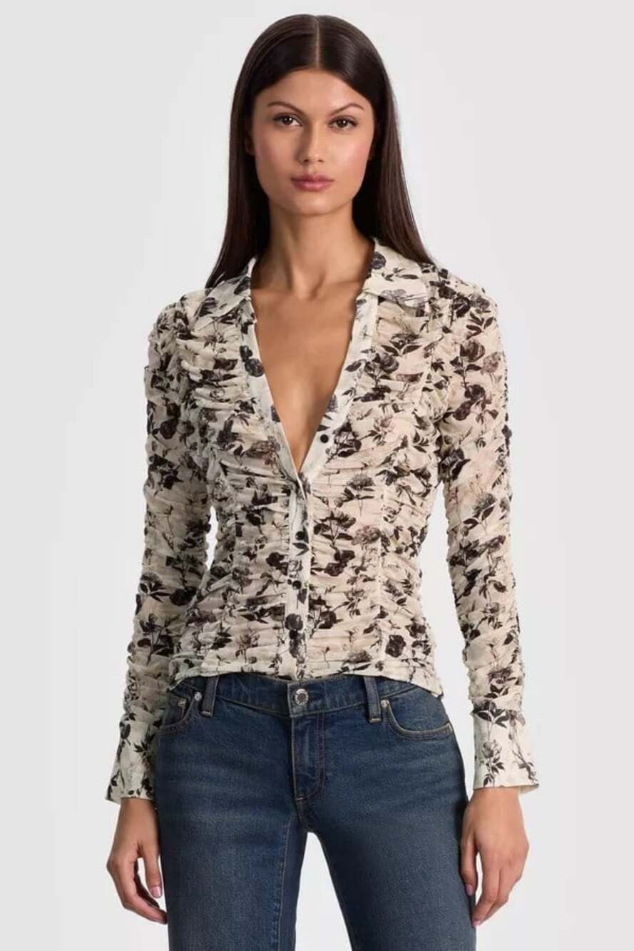 Alice + Olivia Portia Arden Forest Mesh Top XL NWT $425